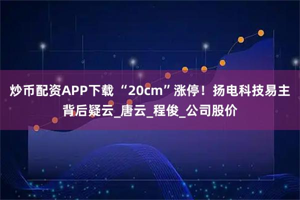 炒币配资APP下载 “20cm”涨停！扬电科技易主背后疑云_唐云_程俊_公司股价