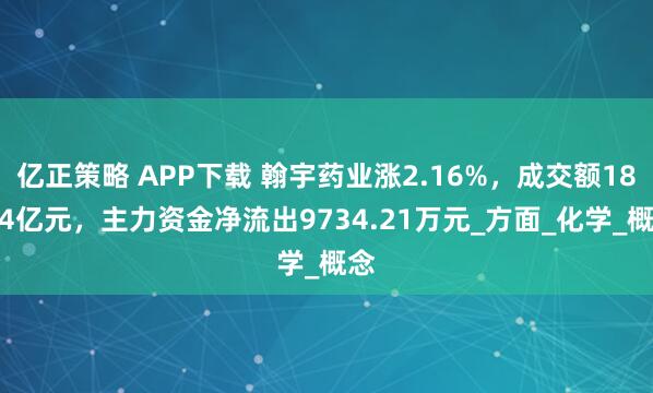 亿正策略 APP下载 翰宇药业涨2.16%，成交额18.34亿元，主力资金净流出9734.21万元_方面_化学_概念