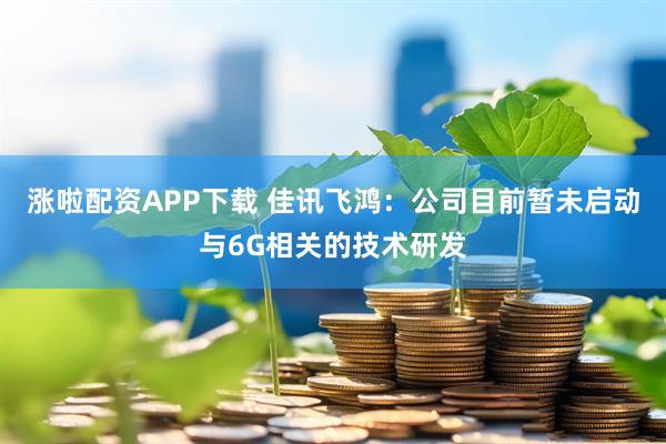 涨啦配资APP下载 佳讯飞鸿：公司目前暂未启动与6G相关的技术研发
