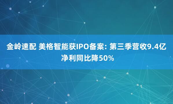 金岭速配 美格智能获IPO备案: 第三季营收9.4亿 净利同比降50%