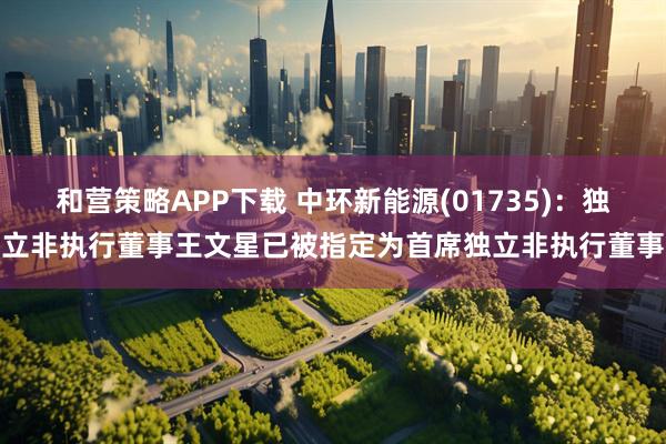 和营策略APP下载 中环新能源(01735)：独立非执行董事王文星已被指定为首席独立非执行董事